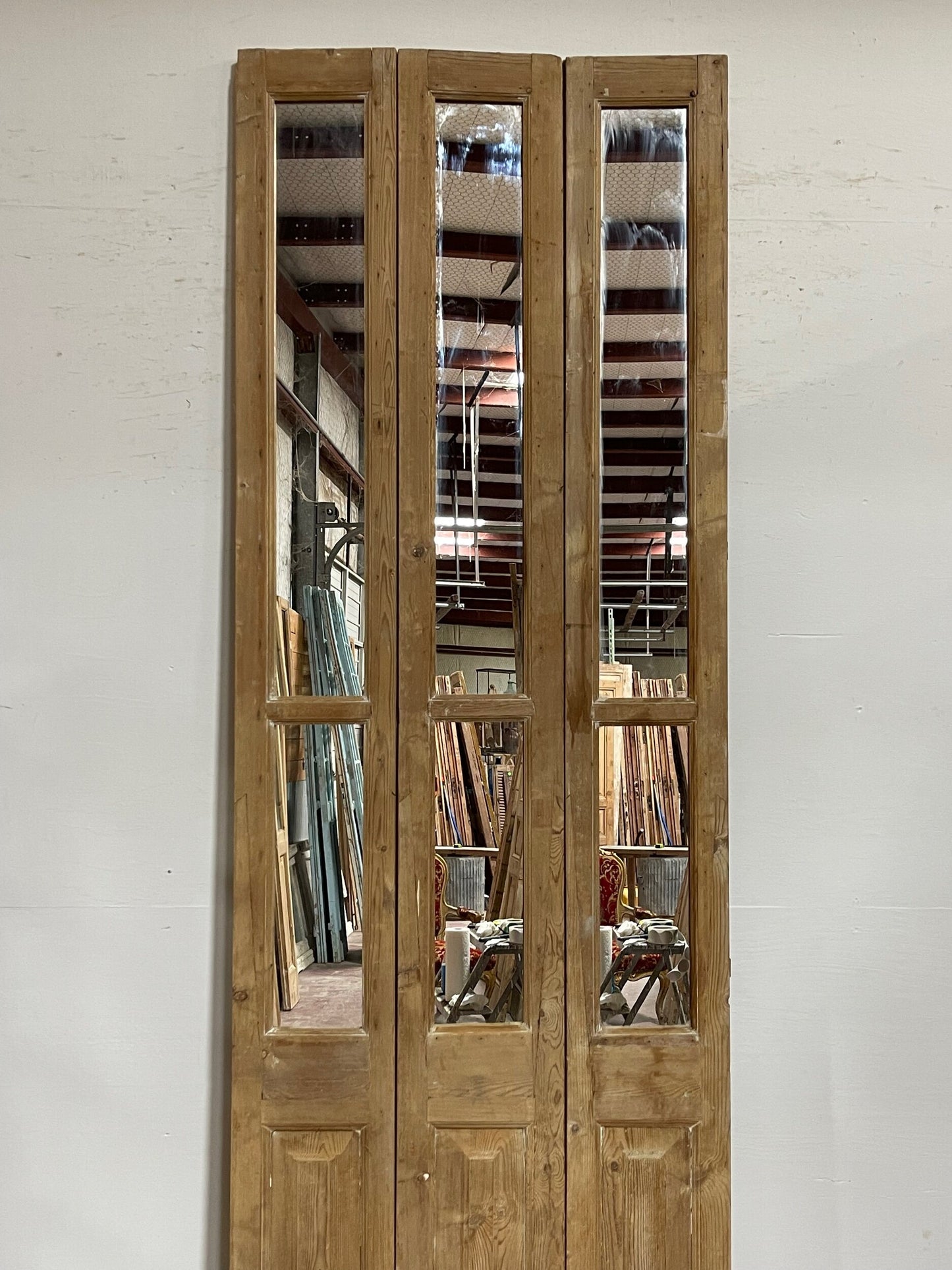 Antique French doors with mirror (106.5x33.5) H0256s