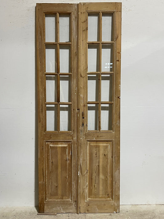 Antique french panel doors with glass (94 x 37) I040