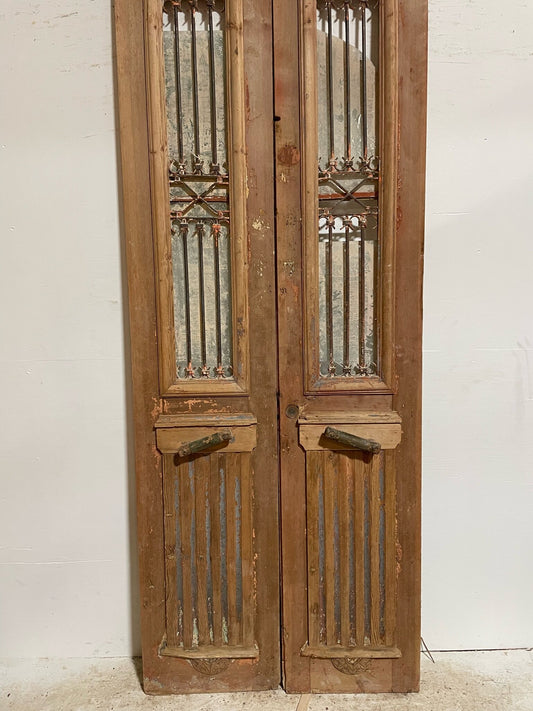 Antique French door (100x39.5) with metal E05