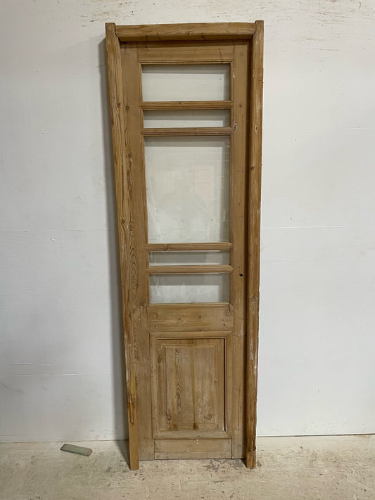 Antique French door (frame 84x26.5, door 82x23) with glass F0626