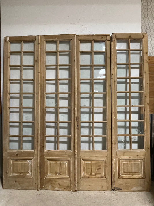 Antique French panel doors with glass (101.5 x 95) I066