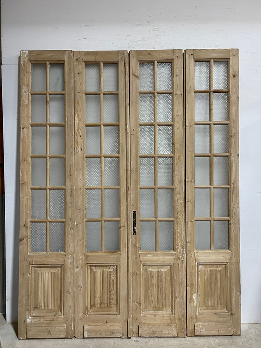 Antique French panel doors with glass (100 x 77) I063