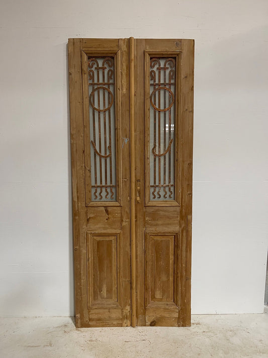 Antique French door with iron  (92x39) G0974s