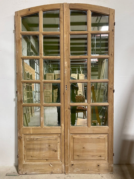 Antique French panel doors with glass (83x47.25) I237