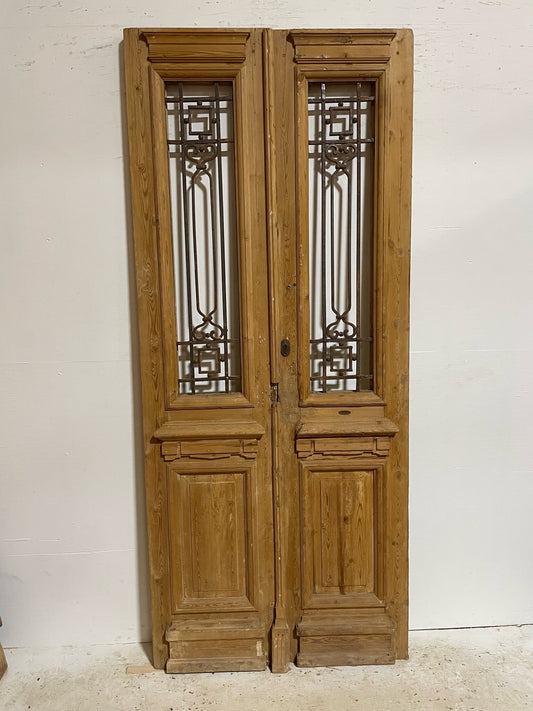 Antique French door (95x40) with metal E01