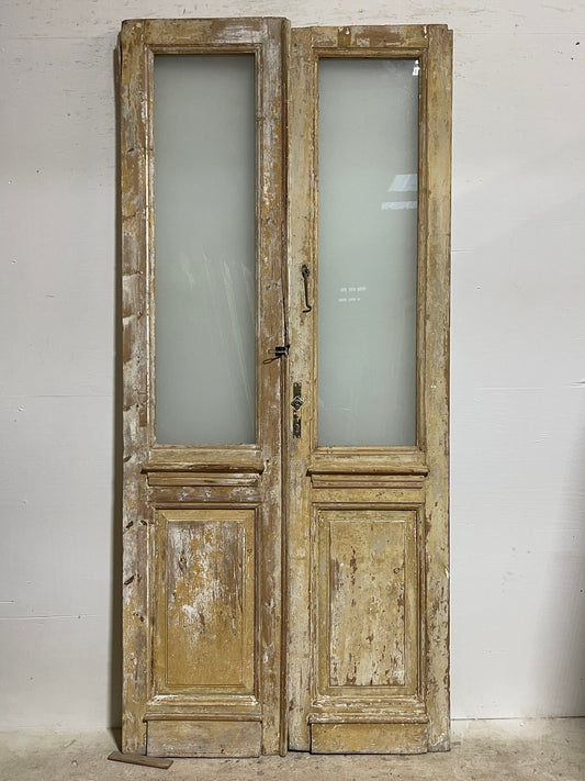 Antique French panel doors with glass (96.5 x 44) I021