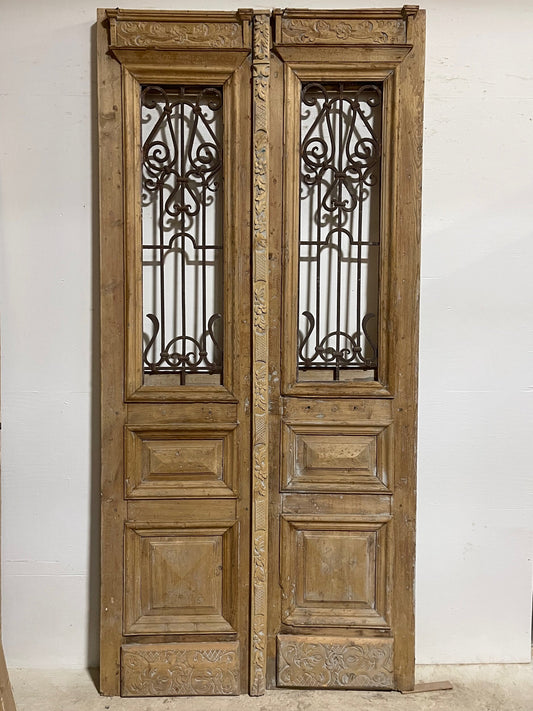 Antique French Panel Doors with Metal (108 x 50.5) I009