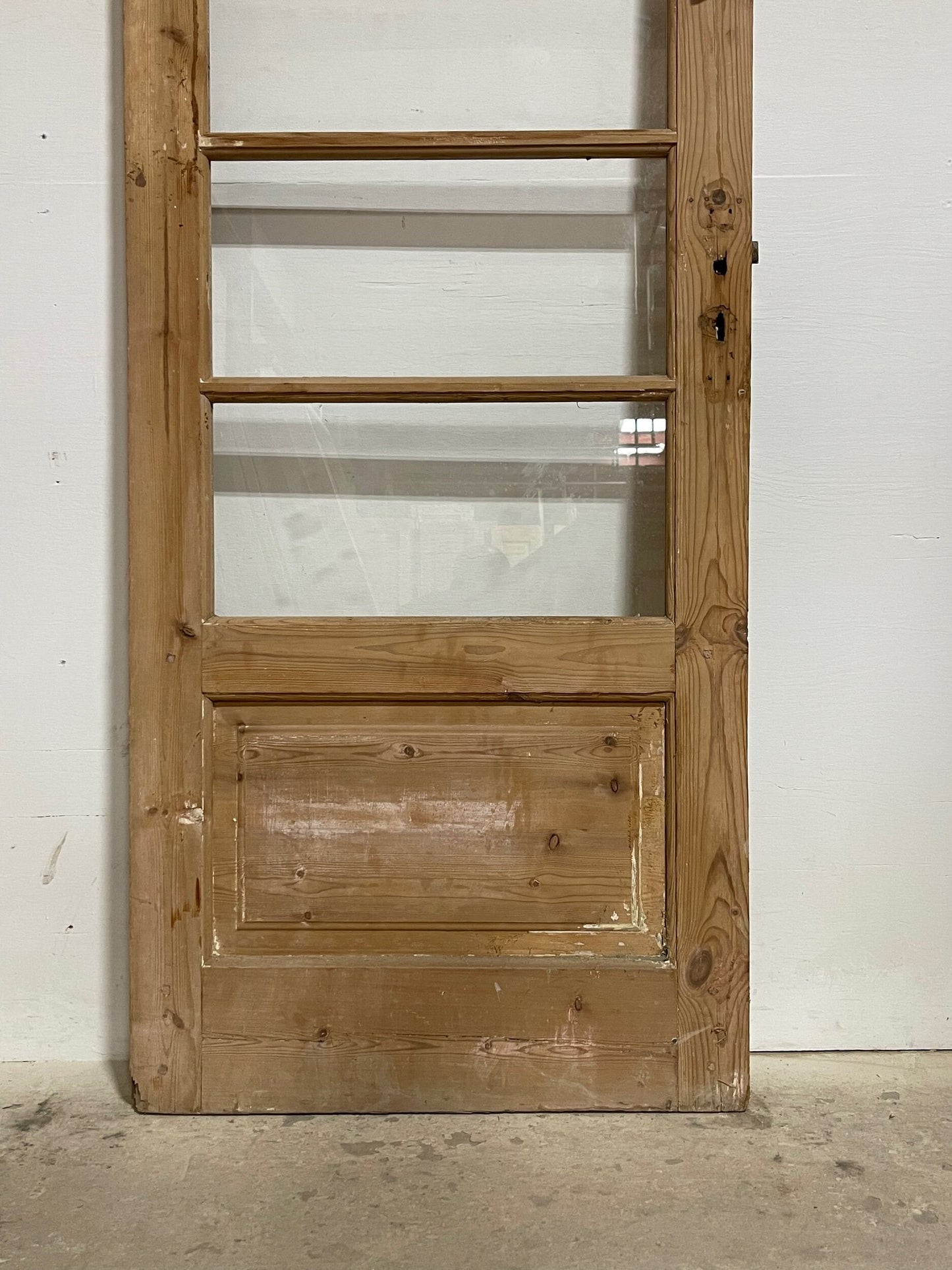 Antique French panel door with glass (89x31.5) I220