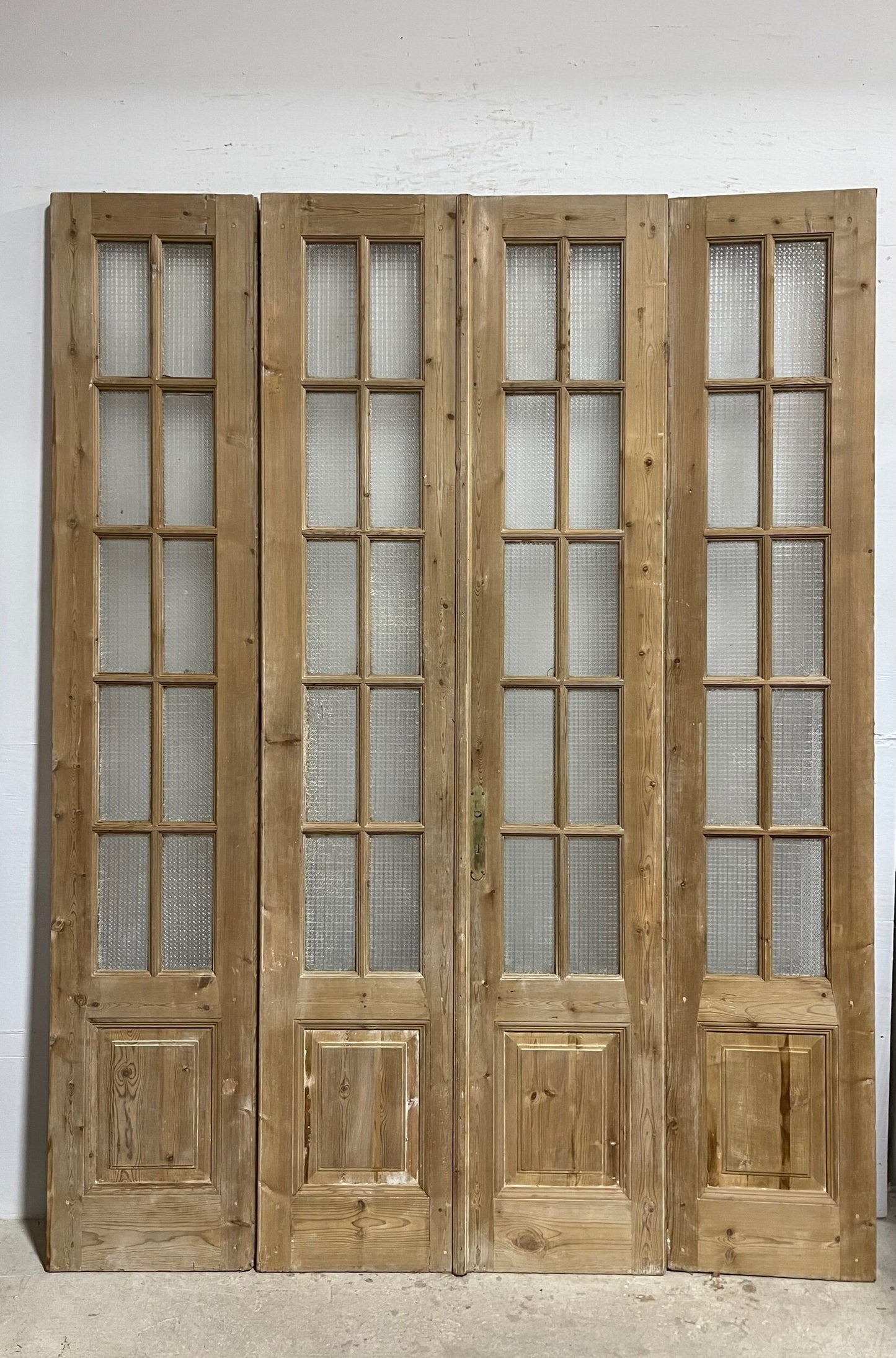 Antique French panel doors with glass (100 x 76.25) I046