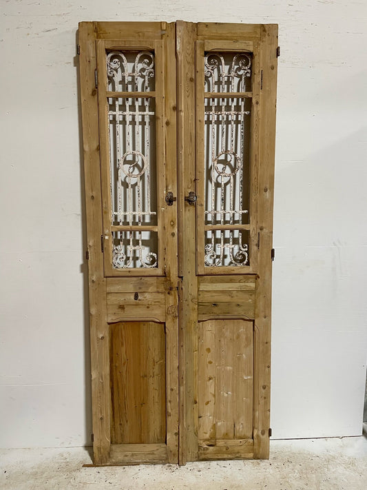 Antique French door (93.75x40) with metal E11