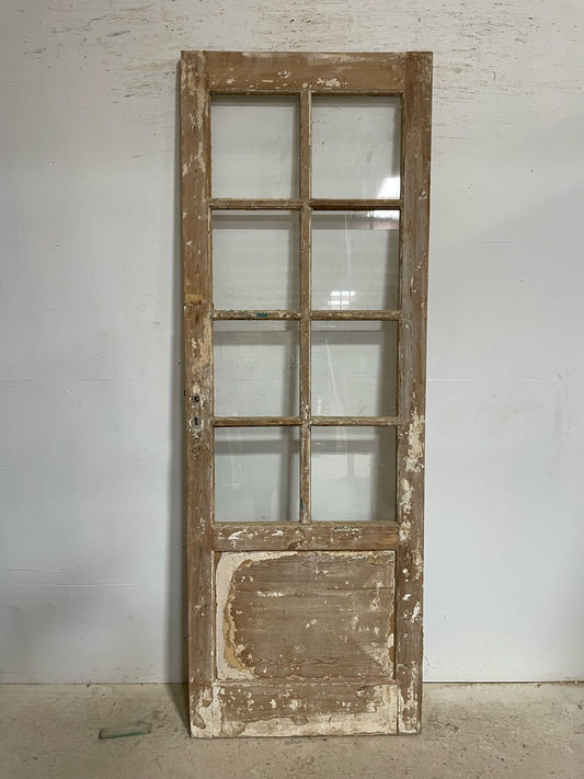 Antique French door (91x32.25) with glass F1168