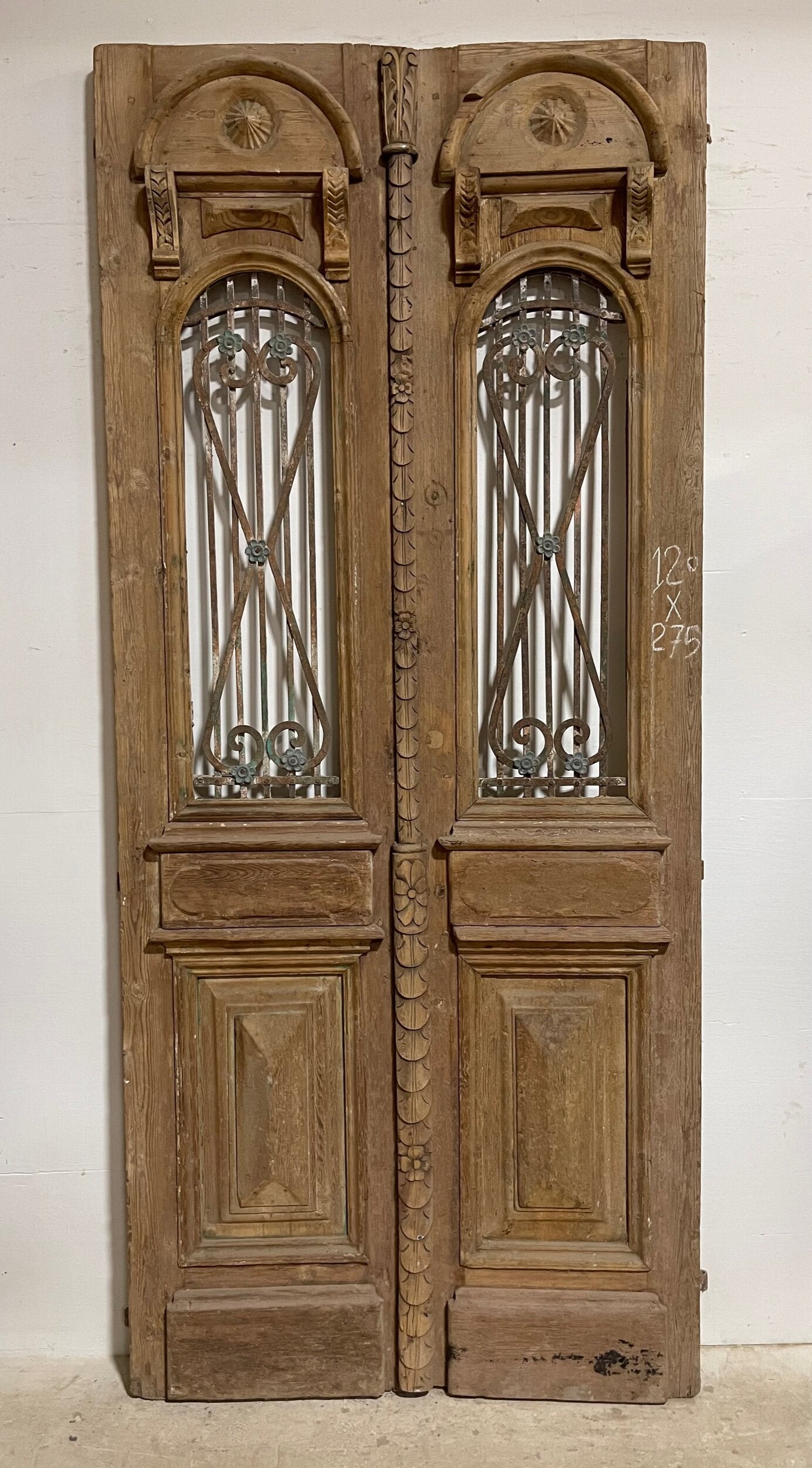 Antique French Panel Doors with Metal (107. x 47.25) I005