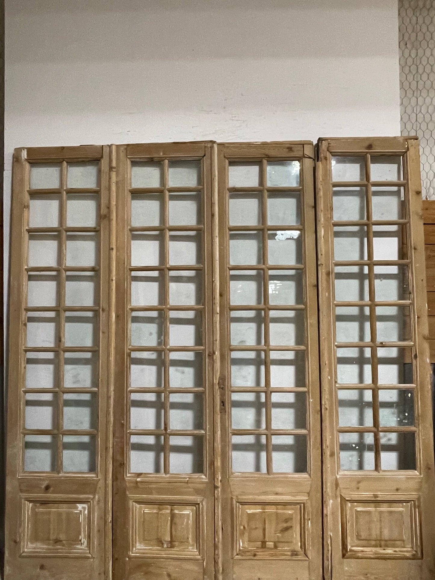 Antique French panel doors with glass (101.5 x 95) I066