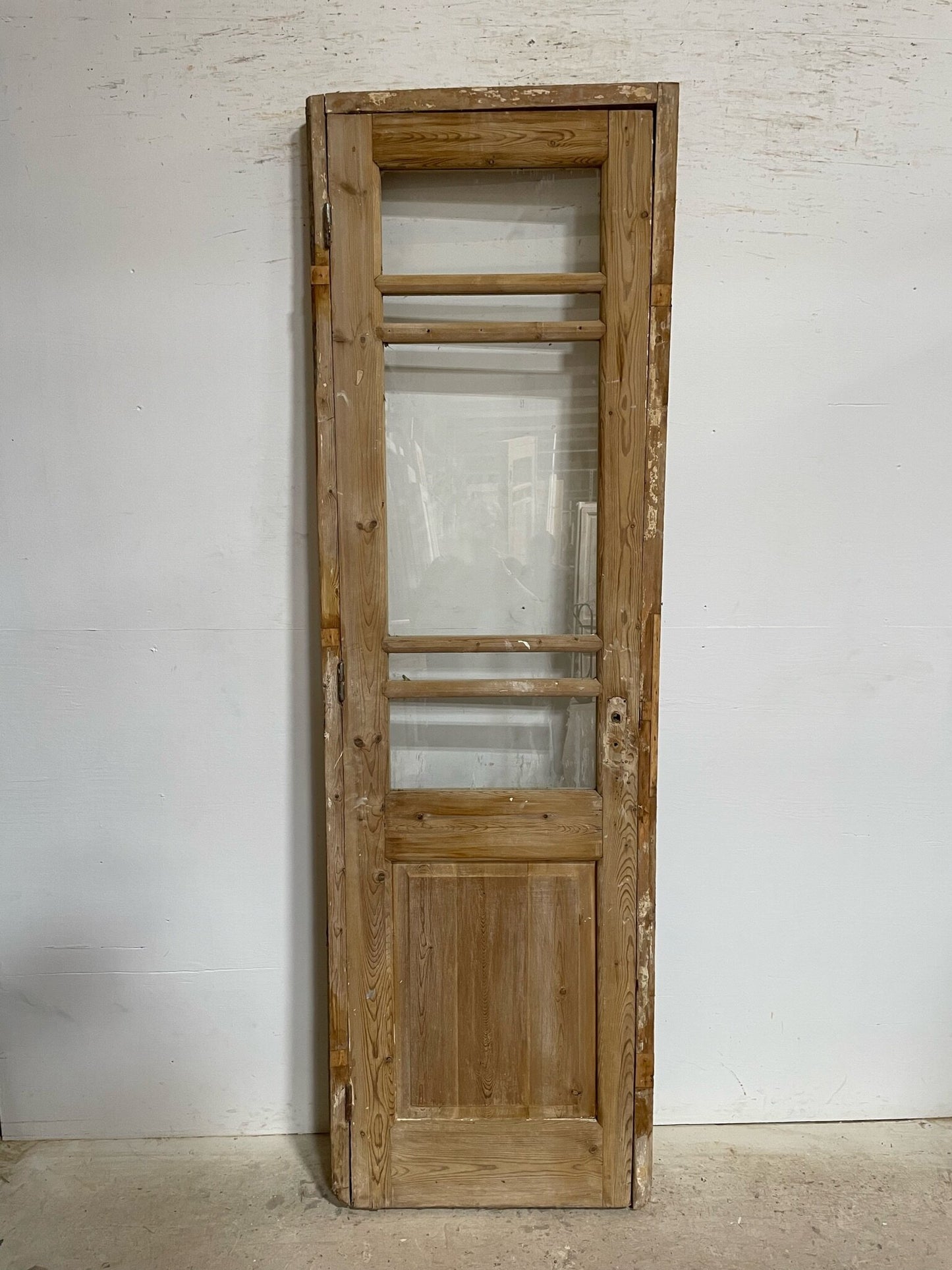 Antique French door (frame 89x27.5, door 88x24) with glass F0644