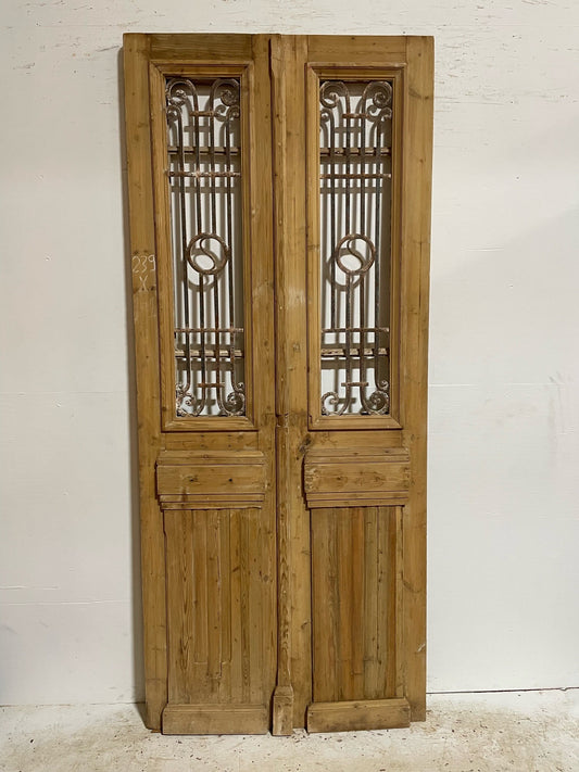 Antique French door (93.75x40) with metal E11