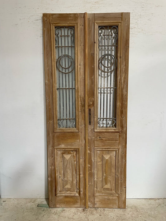 Antique French door (95x39.75) with metal F0908