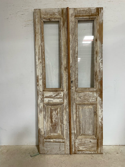 Antique French door (95.25x43.25) with glass F0638