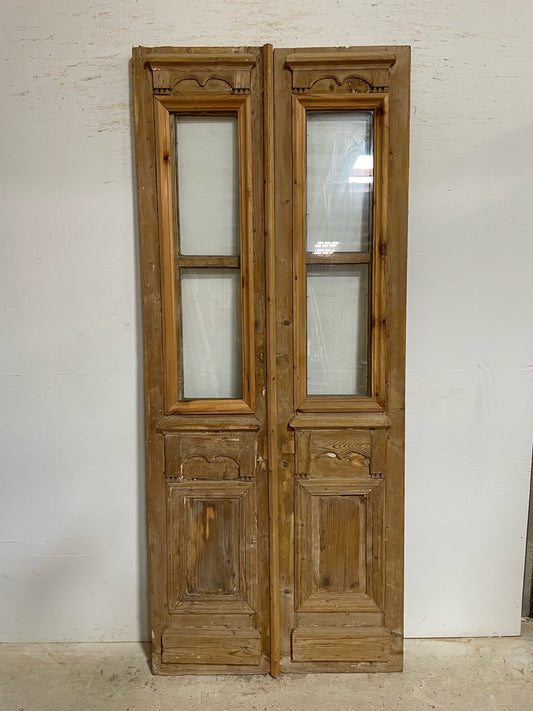 Antique French door (96.5x40.5) with glass F0876