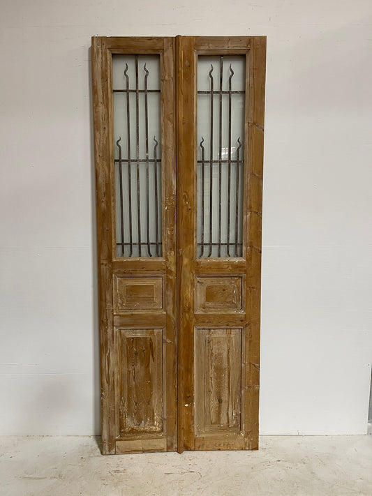 Antique french panel door with metal G1034 (92.5x36.75)