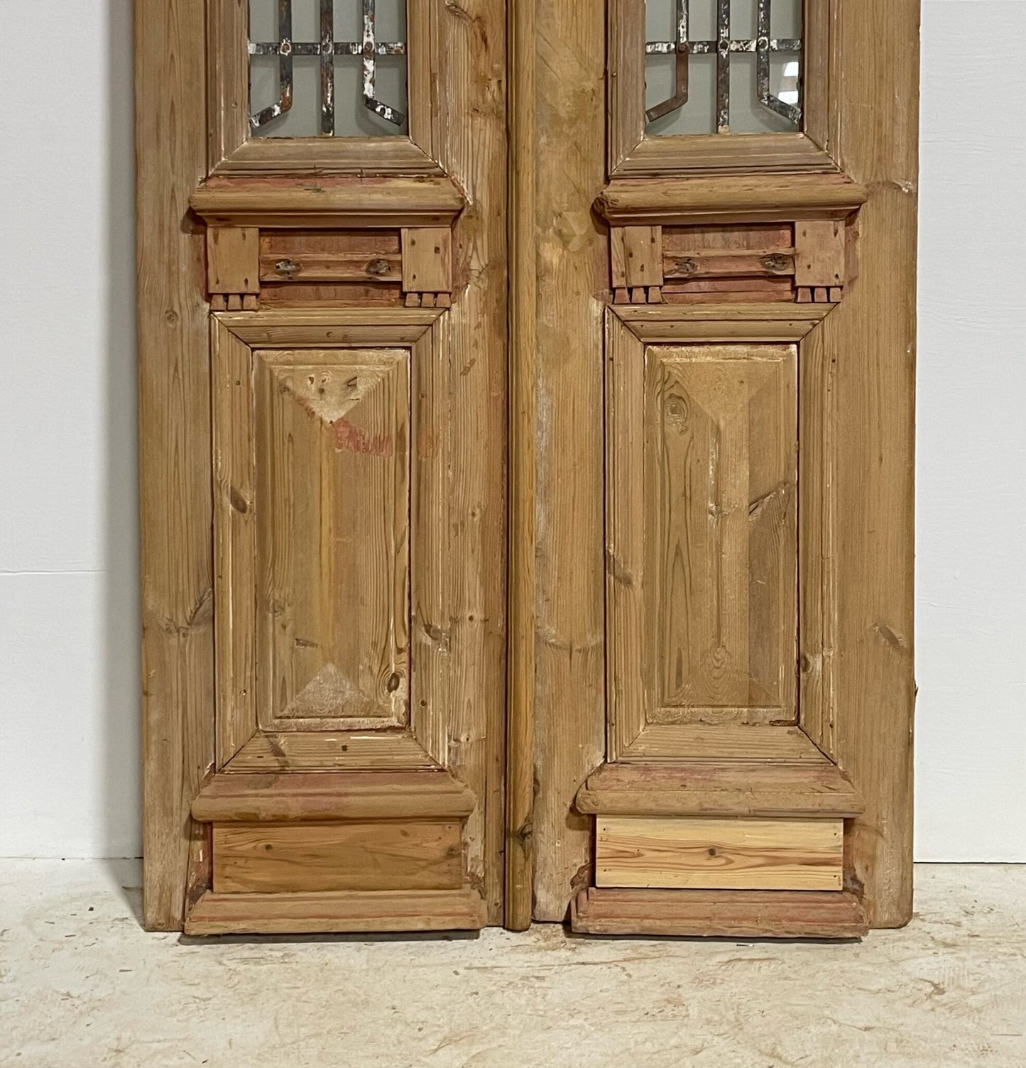 Antique French doors (97.25X39.5) with metal G1523