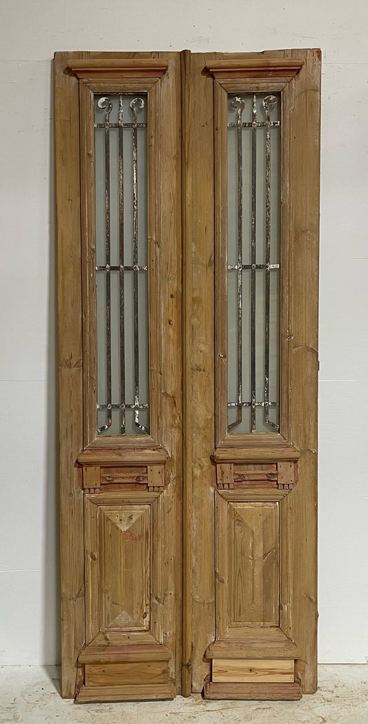 Antique French doors (97.25X39.5) with metal G1523