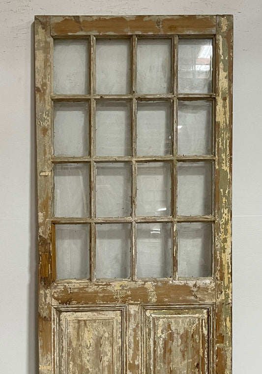 Antique French panel door with glass (85x35.5) G1492s