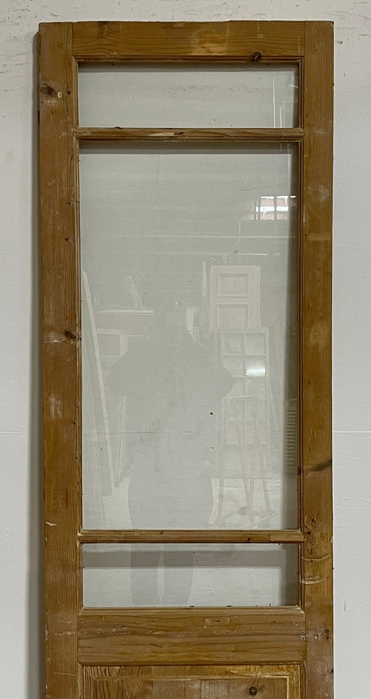 Antique French panel door with glass (86x26.75) G1254s