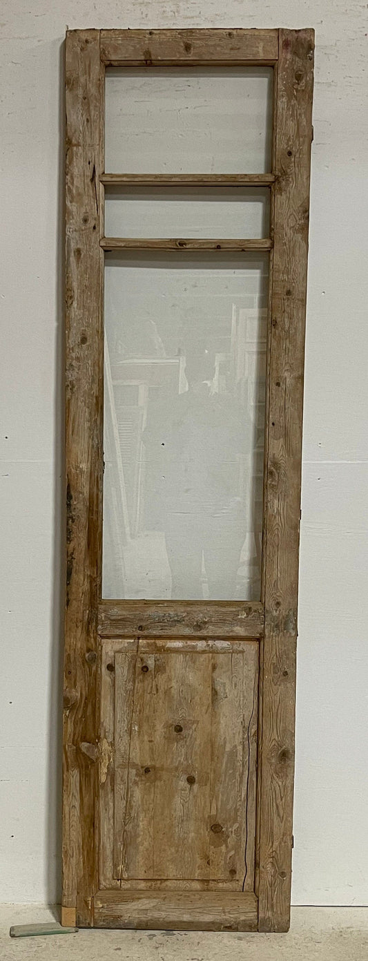 Antique French panel door with glass (89x23.5) G1399s