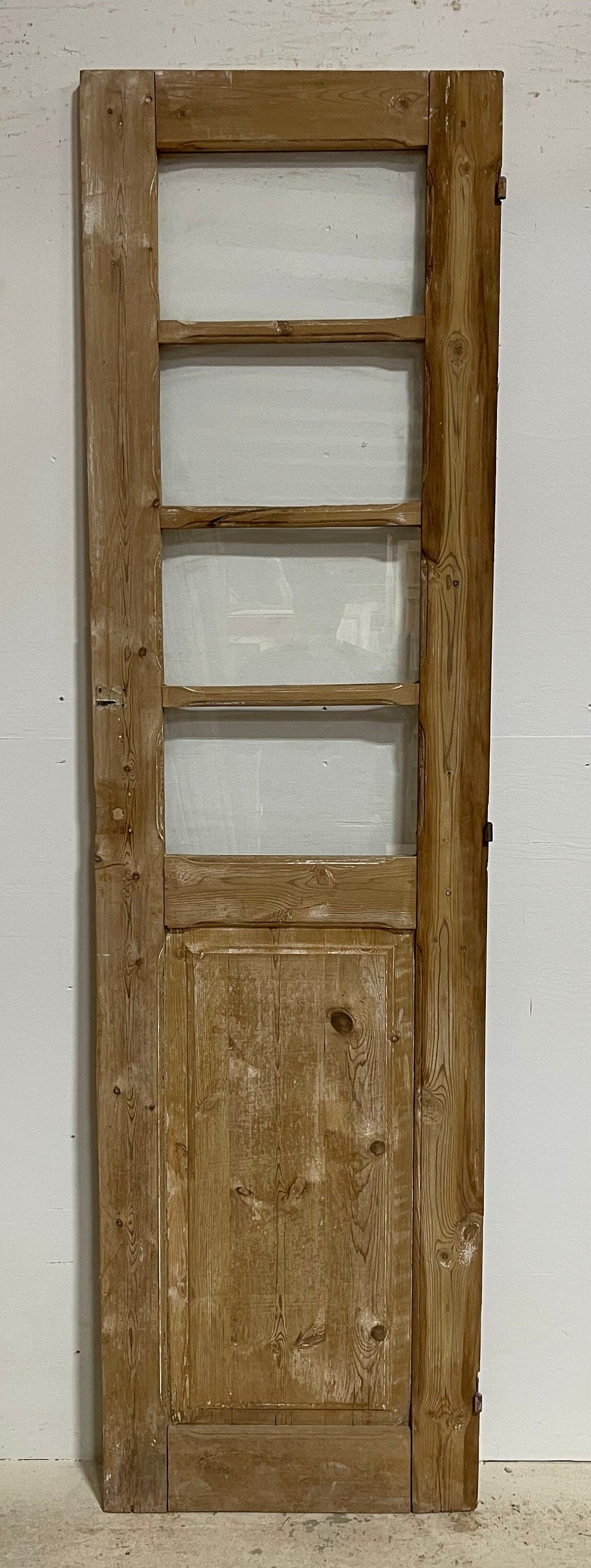 Antique French panel door with glass (85x23.5) G1168s