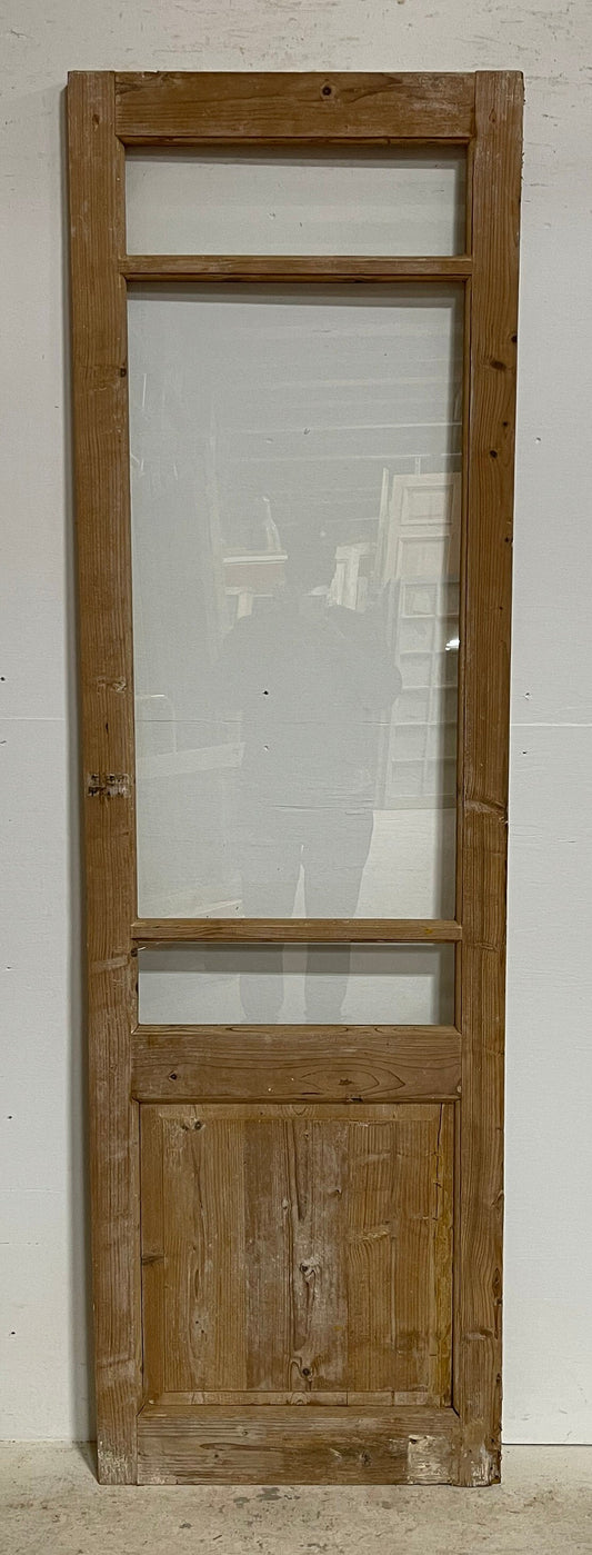 Antique French panel door with glass (84.5x25.5) G1594s