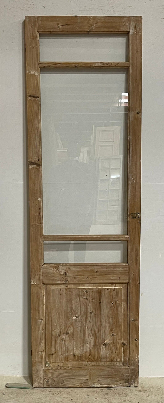 Antique French panel door with glass (84.5x25.5) G1412s