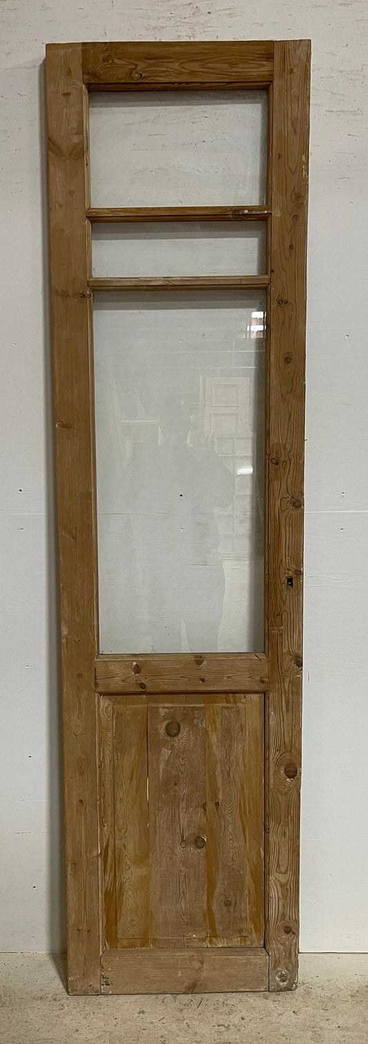 Antique French panel door with glass (90.25x23.75) G1473s