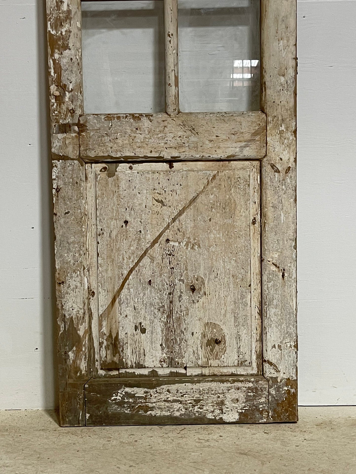 Antique French panel door with glass (80x27.5) G1532s