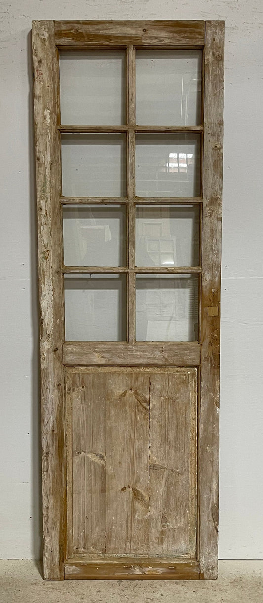 Antique French panel door with glass (86x27.75) G1486s