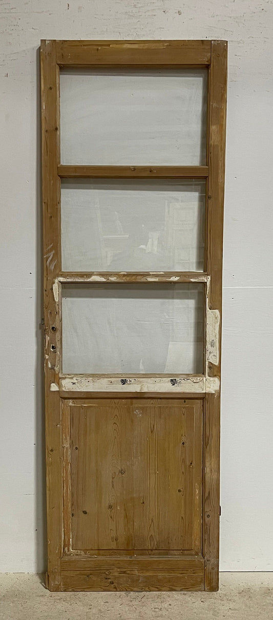 Antique French panel door with glass (85x27.5) G1496s