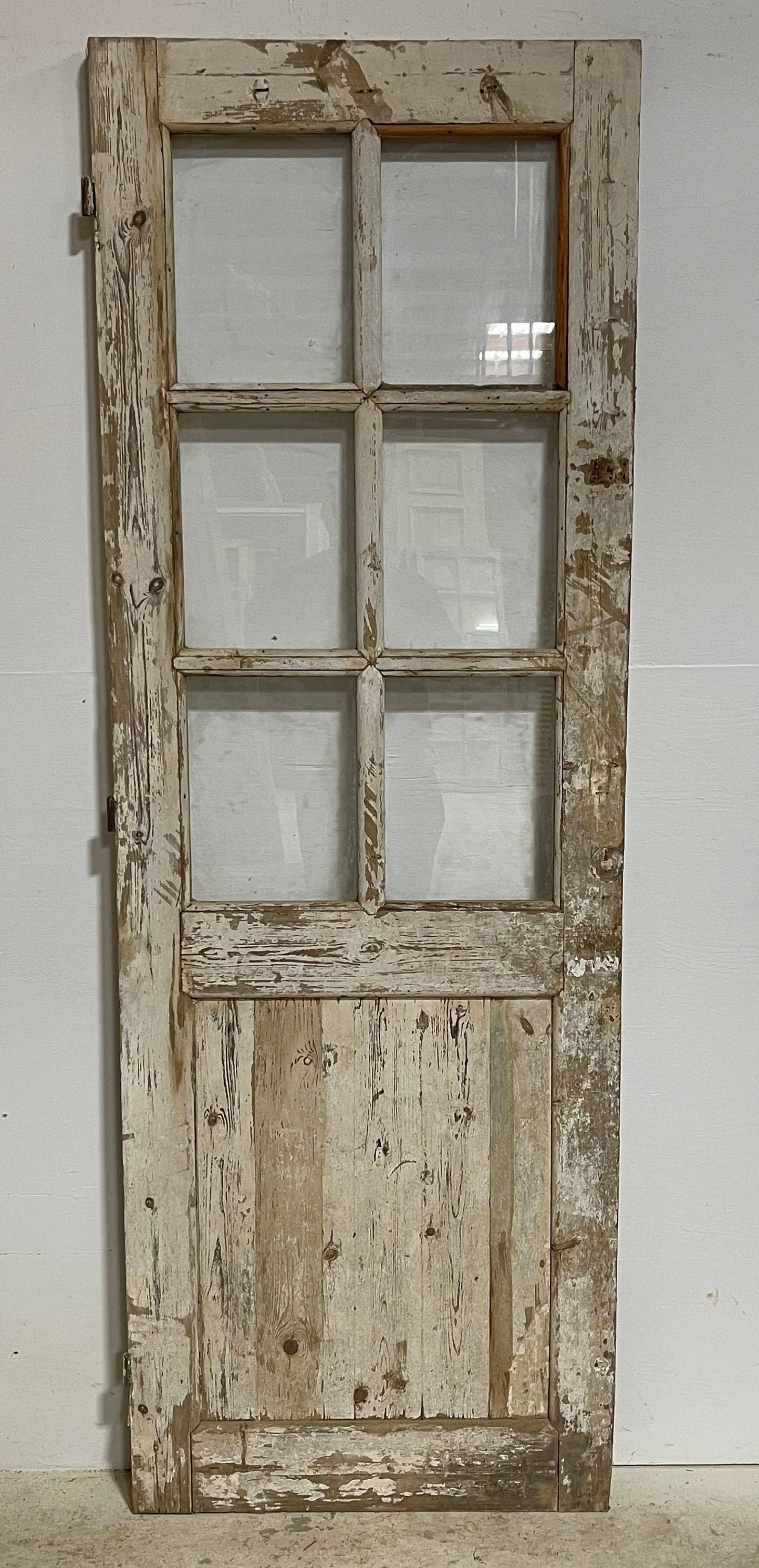 Antique French panel door with glass (80x27.5) G1532s