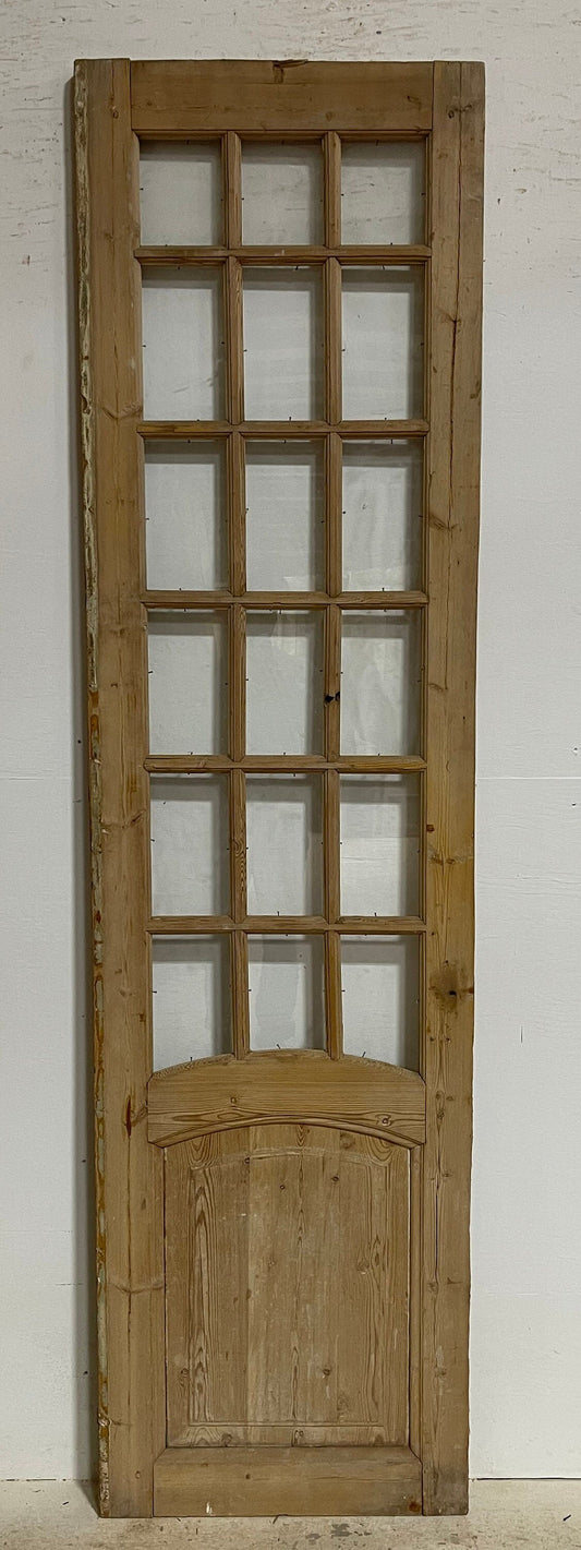 Antique French panel door with glass (91x24.25) G1539s