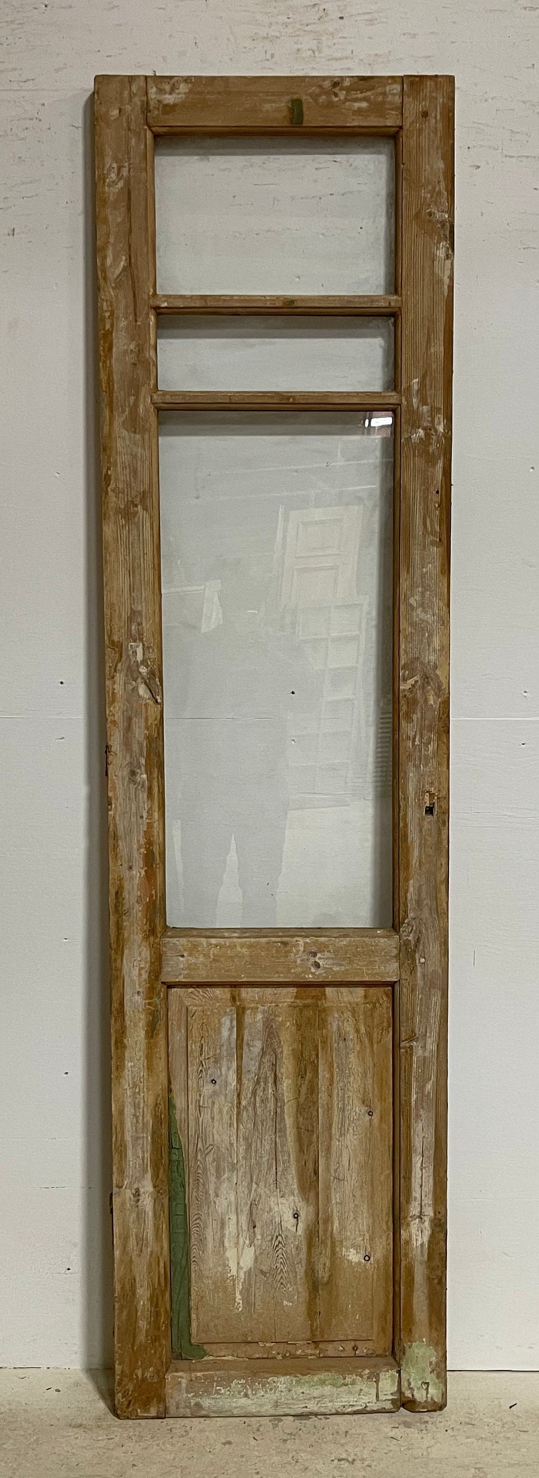 Antique French panel door with glass (89.25x23) G1405s
