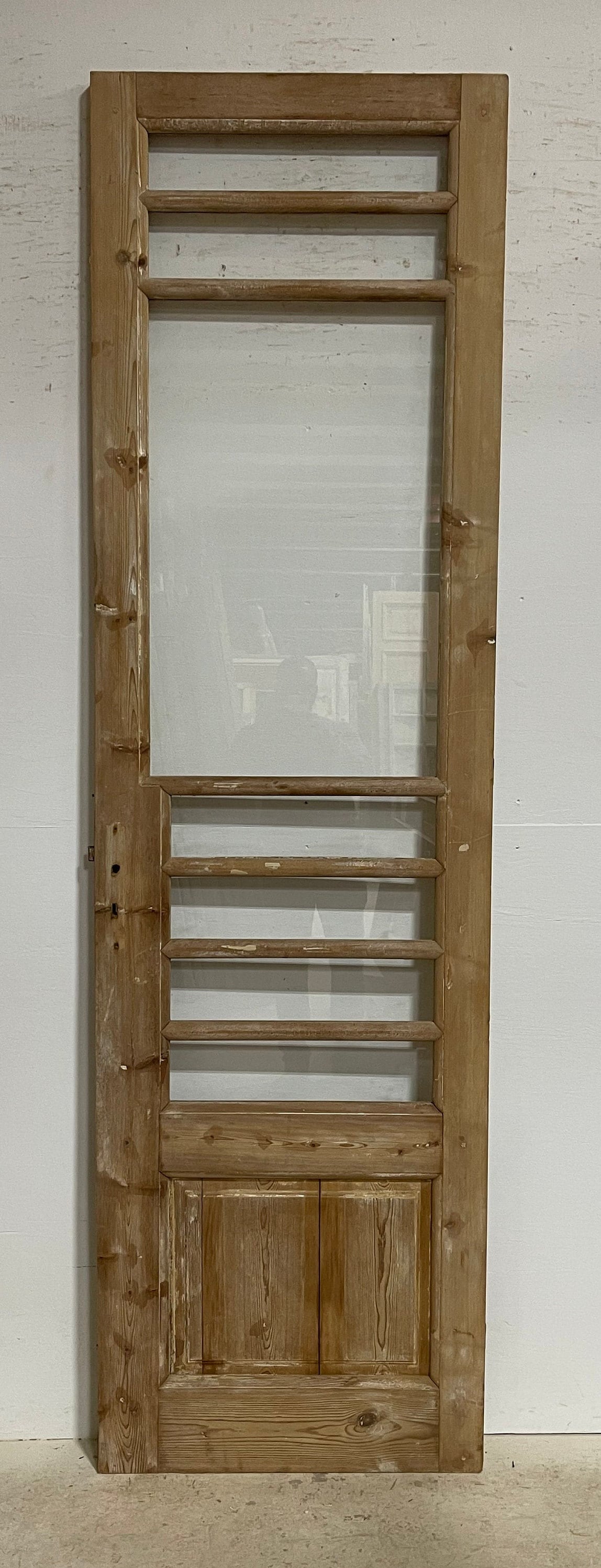 Antique French panel door with glass (101x29.25) G1270s