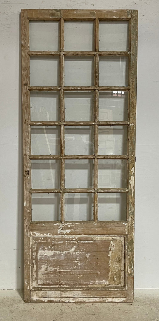 Antique French panel door with glass (87.25x33.75) G1536s