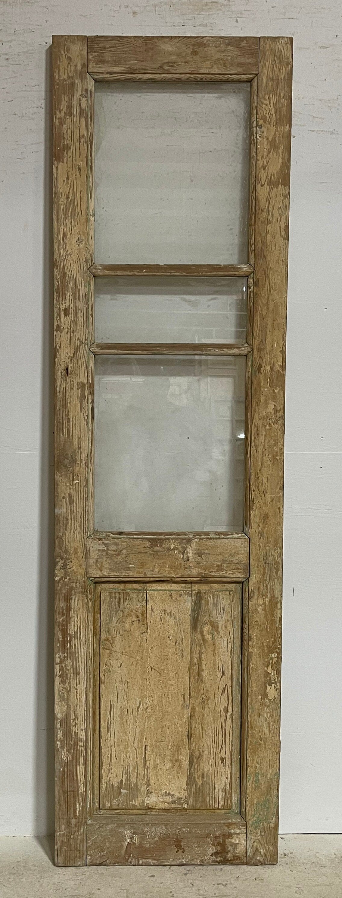 Antique French panel door with glass (94.75x26.5) G1494s