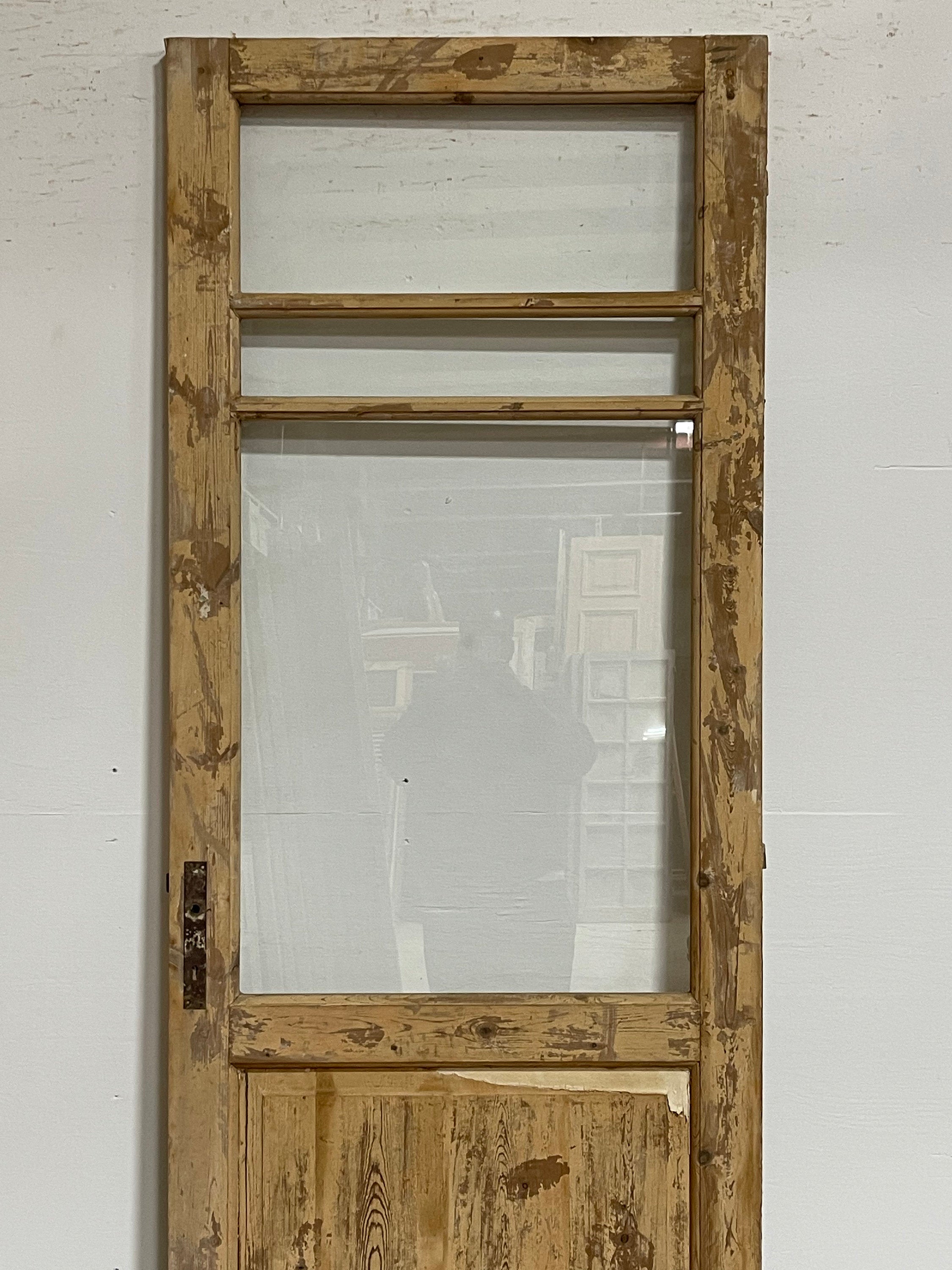 Antique French panel door with glass (89.5x31.5) G1352s