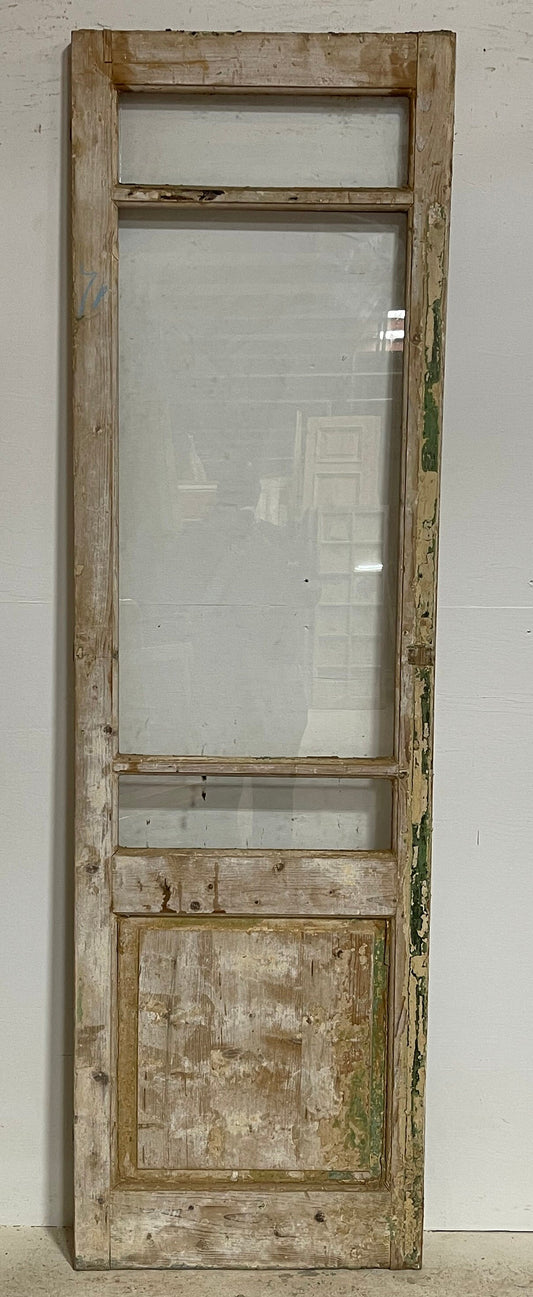 Antique French panel door with glass (86.25x25.25) G1472s