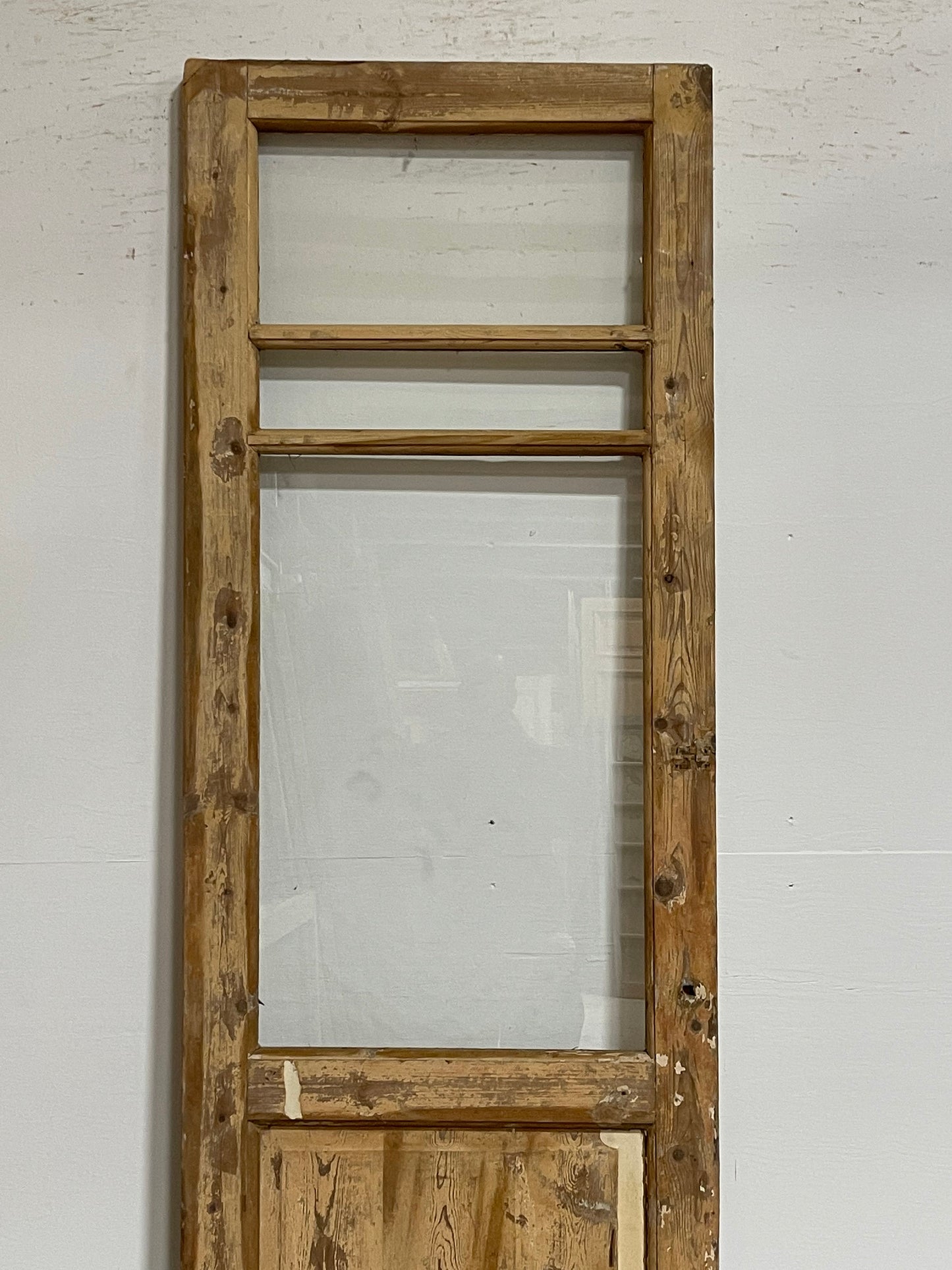 Antique French panel door with glass (89.5x27.5) G1606s