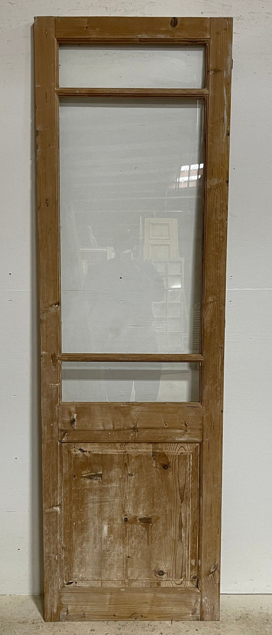 Antique French panel door with glass (84.5x26) G1253s