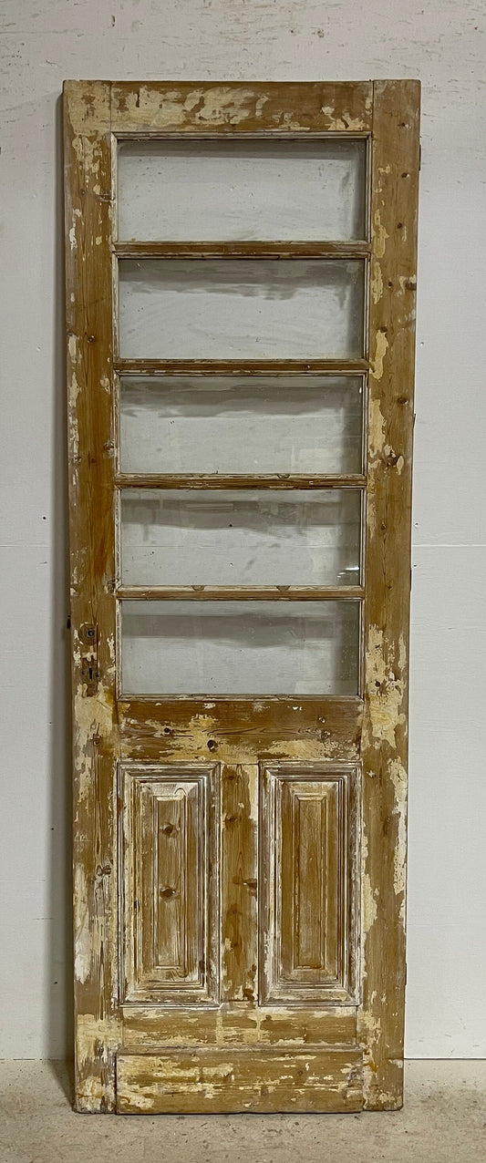 Antique French panel door with glass (85x28.25) G1493s