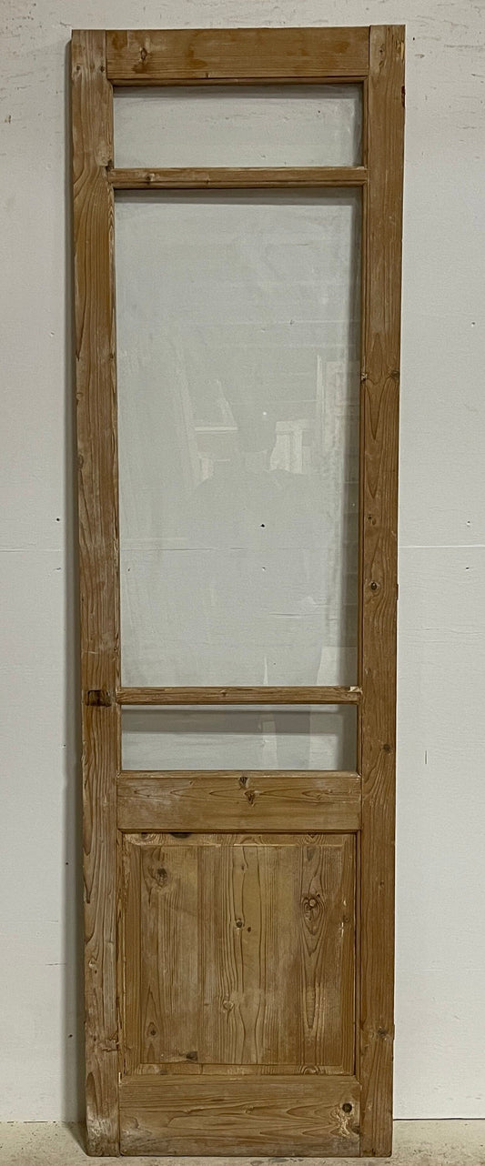 Antique French panel door with glass (88x24.25) G1252s