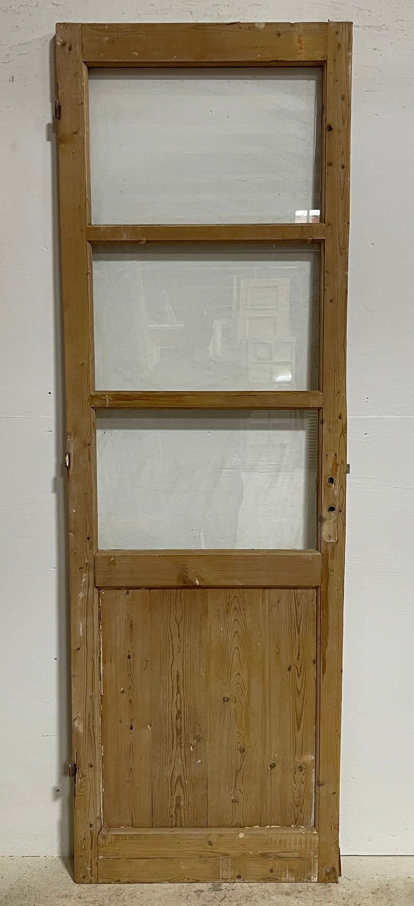 Antique French panel door with glass (85x27.5) G1496s