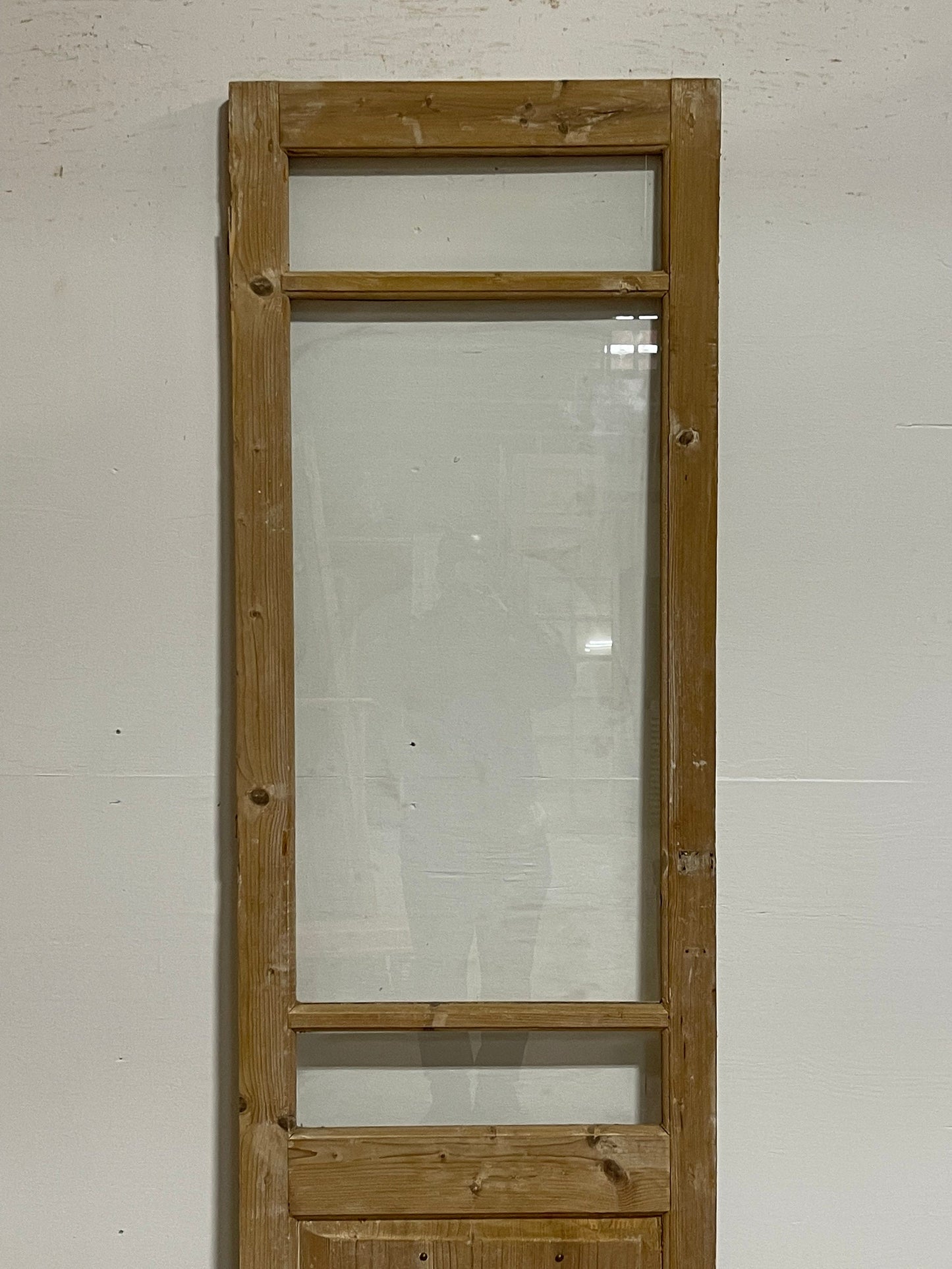 Antique French panel door with glass (85x25) G1382s