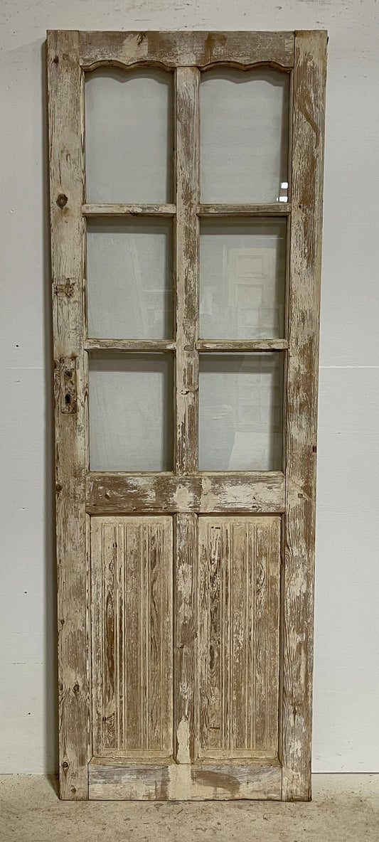 Antique French panel door with glass (82.25x28) G1160s